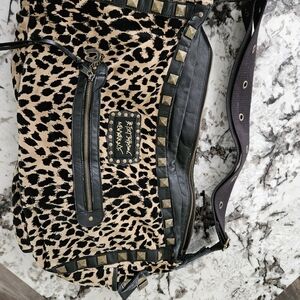 Betsey Johnson Leopard Print Shoulder Bag with Black Accents
